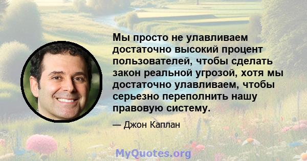 Мы просто не улавливаем достаточно высокий процент пользователей, чтобы сделать закон реальной угрозой, хотя мы достаточно улавливаем, чтобы серьезно переполнить нашу правовую систему.