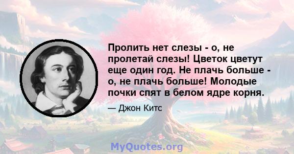 Пролить нет слезы - о, не пролетай слезы! Цветок цветут еще один год. Не плачь больше - о, не плачь больше! Молодые почки спят в белом ядре корня.