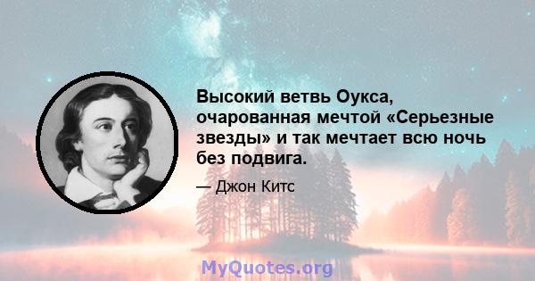 Высокий ветвь Оукса, очарованная мечтой «Серьезные звезды» и так мечтает всю ночь без подвига.