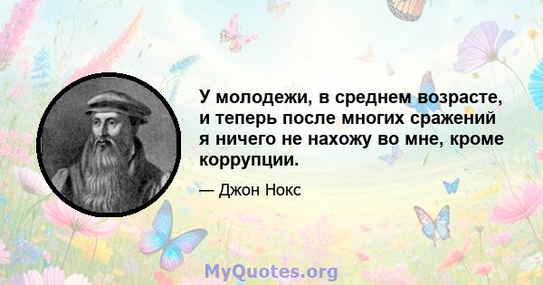 У молодежи, в среднем возрасте, и теперь после многих сражений я ничего не нахожу во мне, кроме коррупции.