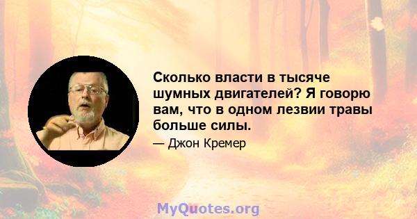 Сколько власти в тысяче шумных двигателей? Я говорю вам, что в одном лезвии травы больше силы.