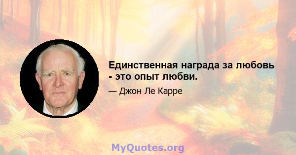 Единственная награда за любовь - это опыт любви.