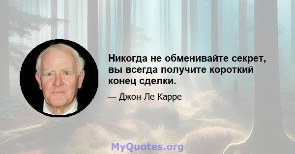 Никогда не обменивайте секрет, вы всегда получите короткий конец сделки.