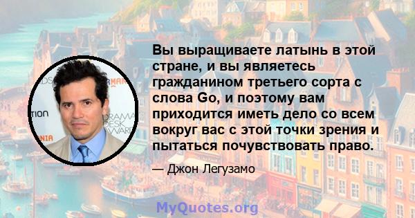 Вы выращиваете латынь в этой стране, и вы являетесь гражданином третьего сорта с слова Go, и поэтому вам приходится иметь дело со всем вокруг вас с этой точки зрения и пытаться почувствовать право.