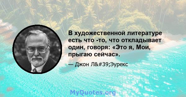 В художественной литературе есть что -то, что откладывает один, говоря: «Это я, Мои, прыгаю сейчас».