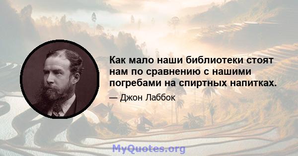 Как мало наши библиотеки стоят нам по сравнению с нашими погребами на спиртных напитках.