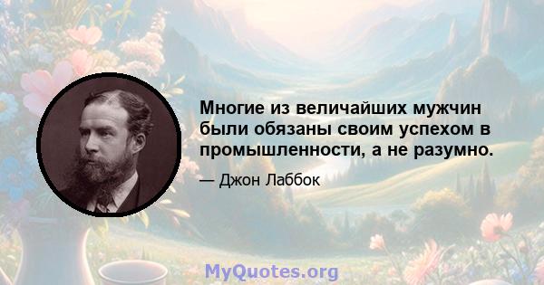 Многие из величайших мужчин были обязаны своим успехом в промышленности, а не разумно.