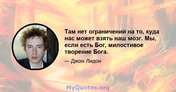 Там нет ограничений на то, куда нас может взять наш мозг. Мы, если есть Бог, милостивое творение Бога.