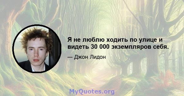 Я не люблю ходить по улице и видеть 30 000 экземпляров себя.