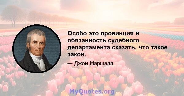 Особо это провинция и обязанность судебного департамента сказать, что такое закон.