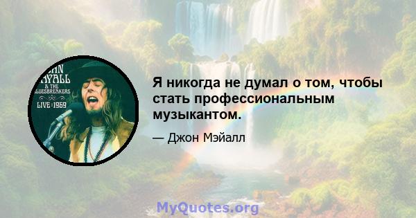 Я никогда не думал о том, чтобы стать профессиональным музыкантом.