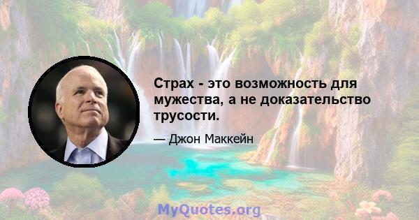 Страх - это возможность для мужества, а не доказательство трусости.