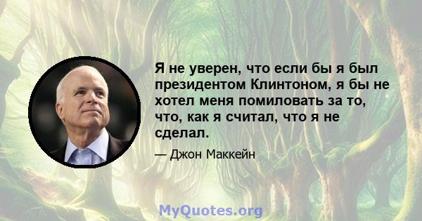 Я не уверен, что если бы я был президентом Клинтоном, я бы не хотел меня помиловать за то, что, как я считал, что я не сделал.