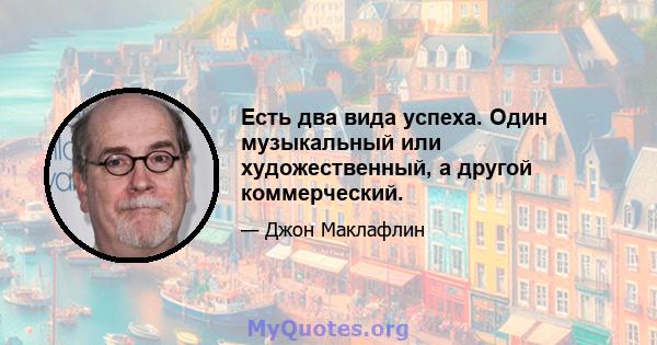 Есть два вида успеха. Один музыкальный или художественный, а другой коммерческий.