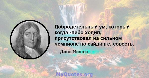 Добродетельный ум, который когда -либо ходил, присутствовал на сильном чемпионе по сайдинге, совесть.