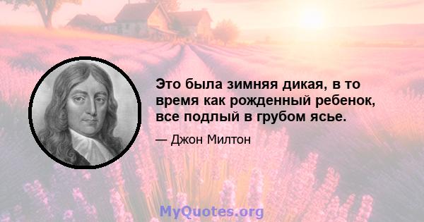 Это была зимняя дикая, в то время как рожденный ребенок, все подлый в грубом ясье.