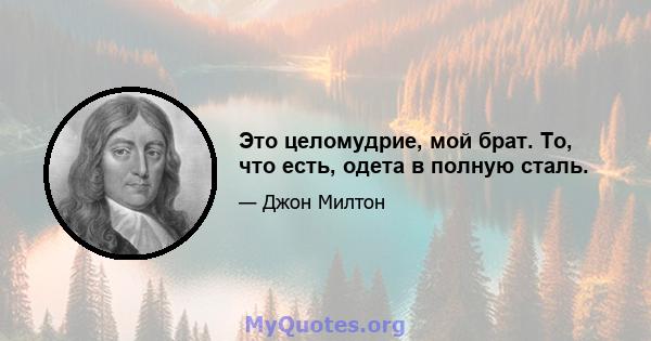 Это целомудрие, мой брат. То, что есть, одета в полную сталь.