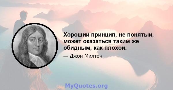 Хороший принцип, не понятый, может оказаться таким же обидным, как плохой.