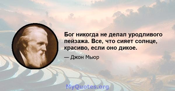 Бог никогда не делал уродливого пейзажа. Все, что сияет солнце, красиво, если оно дикое.