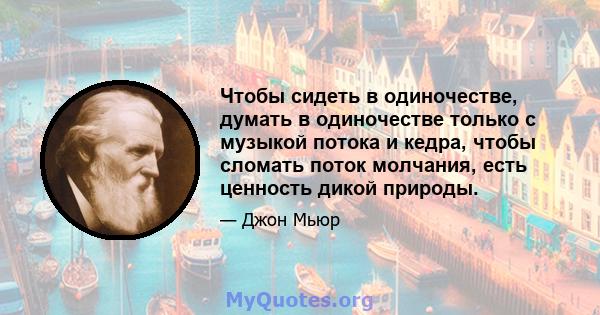 Чтобы сидеть в одиночестве, думать в одиночестве только с музыкой потока и кедра, чтобы сломать поток молчания, есть ценность дикой природы.