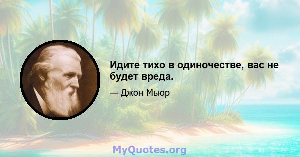 Идите тихо в одиночестве, вас не будет вреда.