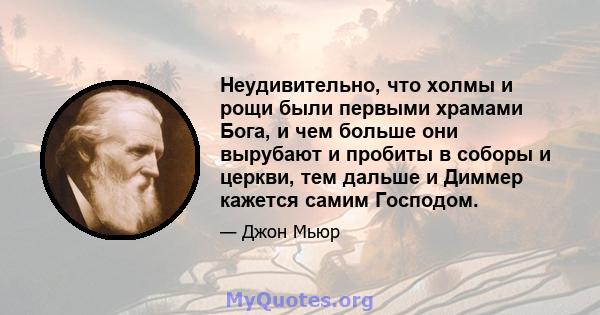 Неудивительно, что холмы и рощи были первыми храмами Бога, и чем больше они вырубают и пробиты в соборы и церкви, тем дальше и Диммер кажется самим Господом.