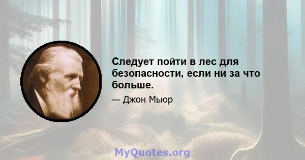 Следует пойти в лес для безопасности, если ни за что больше.