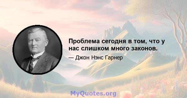 Проблема сегодня в том, что у нас слишком много законов.