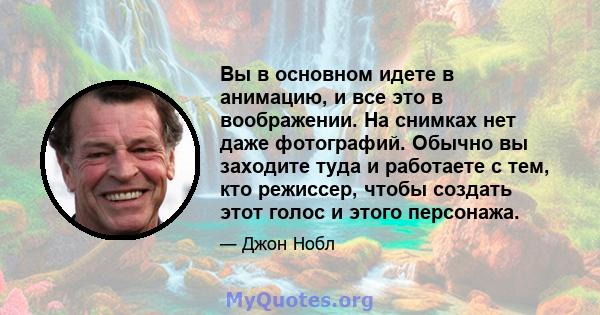 Вы в основном идете в анимацию, и все это в воображении. На снимках нет даже фотографий. Обычно вы заходите туда и работаете с тем, кто режиссер, чтобы создать этот голос и этого персонажа.