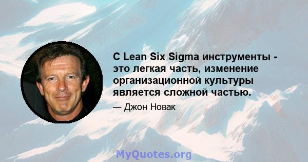 С Lean Six Sigma инструменты - это легкая часть, изменение организационной культуры является сложной частью.