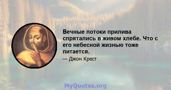 Вечные потоки прилива спрятались в живом хлебе. Что с его небесной жизнью тоже питается.