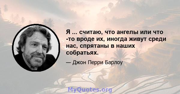 Я ... считаю, что ангелы или что -то вроде их, иногда живут среди нас, спрятаны в наших собратьях.