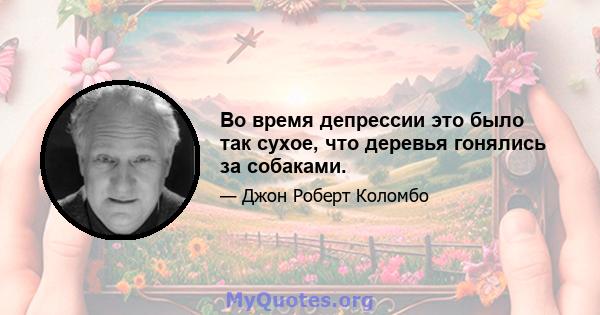 Во время депрессии это было так сухое, что деревья гонялись за собаками.