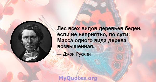 Лес всех видов деревьев беден, если не неприятно, по сути; Масса одного вида дерева возвышенная.