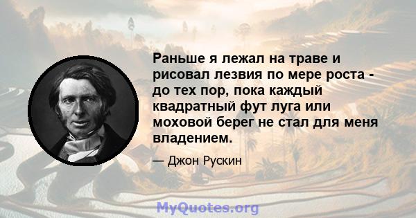 Раньше я лежал на траве и рисовал лезвия по мере роста - до тех пор, пока каждый квадратный фут луга или моховой берег не стал для меня владением.