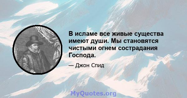 В исламе все живые существа имеют души. Мы становятся чистыми огнем сострадания Господа.