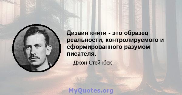 Дизайн книги - это образец реальности, контролируемого и сформированного разумом писателя.