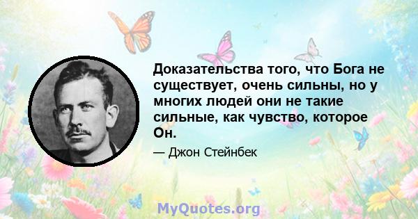 Доказательства того, что Бога не существует, очень сильны, но у многих людей они не такие сильные, как чувство, которое Он.