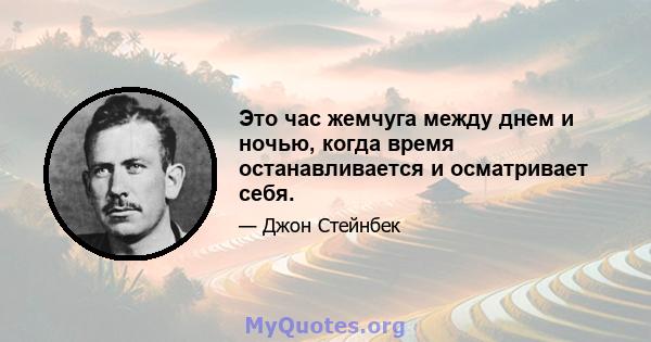 Это час жемчуга между днем ​​и ночью, когда время останавливается и осматривает себя.