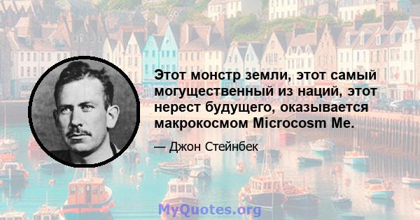 Этот монстр земли, этот самый могущественный из наций, этот нерест будущего, оказывается макрокосмом Microcosm Me.