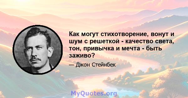 Как могут стихотворение, вонут и шум с решеткой - качество света, тон, привычка и мечта - быть заживо?