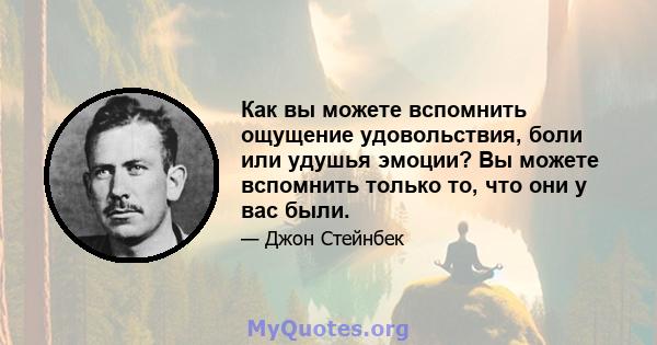 Как вы можете вспомнить ощущение удовольствия, боли или удушья эмоции? Вы можете вспомнить только то, что они у вас были.