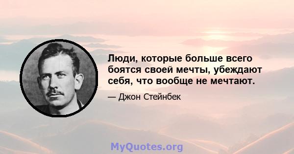 Люди, которые больше всего боятся своей мечты, убеждают себя, что вообще не мечтают.