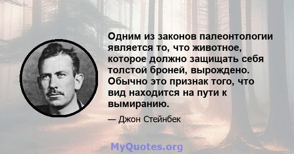 Одним из законов палеонтологии является то, что животное, которое должно защищать себя толстой броней, вырождено. Обычно это признак того, что вид находится на пути к вымиранию.