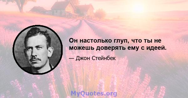 Он настолько глуп, что ты не можешь доверять ему с идеей.