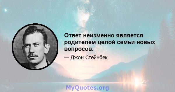 Ответ неизменно является родителем целой семьи новых вопросов.