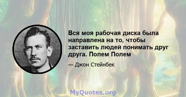 Вся моя рабочая диска была направлена ​​на то, чтобы заставить людей понимать друг друга. Полем Полем