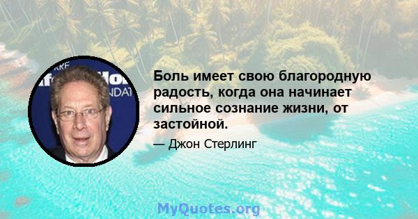 Боль имеет свою благородную радость, когда она начинает сильное сознание жизни, от застойной.