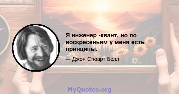 Я инженер -квант, но по воскресеньям у меня есть принципы.