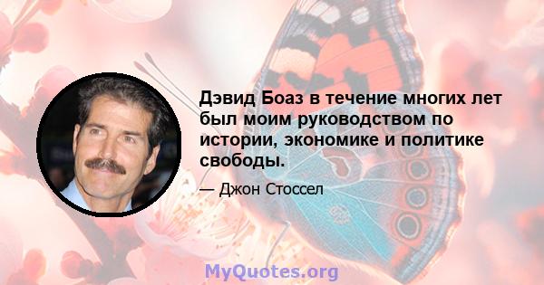 Дэвид Боаз в течение многих лет был моим руководством по истории, экономике и политике свободы.